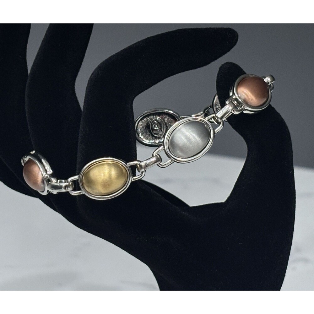 Vintage Liz Claiborne Bracelet Tri Tone Mixed Metal 7.25"